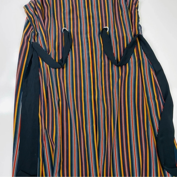 ELOQUII Plus A-Line Dress Black Brown Orange Stripes Sleeveless‎ Size 20 - Picture 4 of 8
